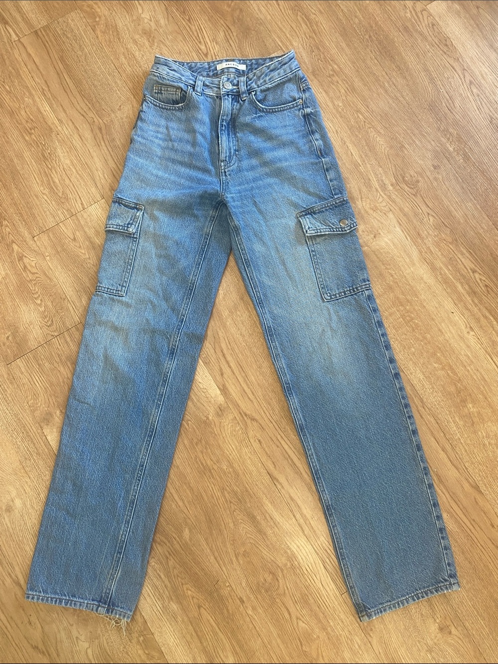 PacSun 90s Boyfriend Cargo Jeans Women's Size 23 Blue Wide Leg Baggy Denim